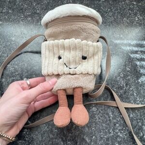 Jellycat Amuseable Coffee To-Go Cup Bag Purse Strap Cute Soft Plush